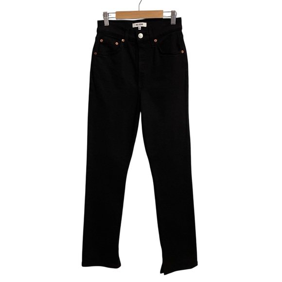 RE/DONE 70s High Rise Skinny Boot Jeans Black Button Fly Size 24